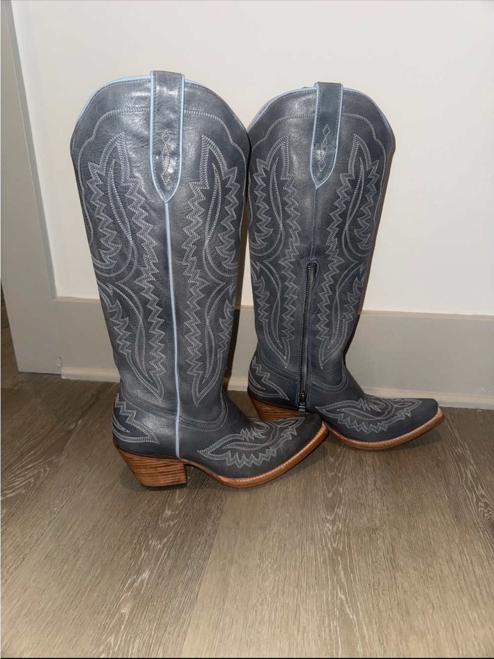 Ariat Light Blue Denim Knee-High Western Boots - Picture 3 of 5